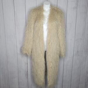 House Of Harlow 1960 x Revolve Marisa Natural Faux Fur Coat Womens Size Small